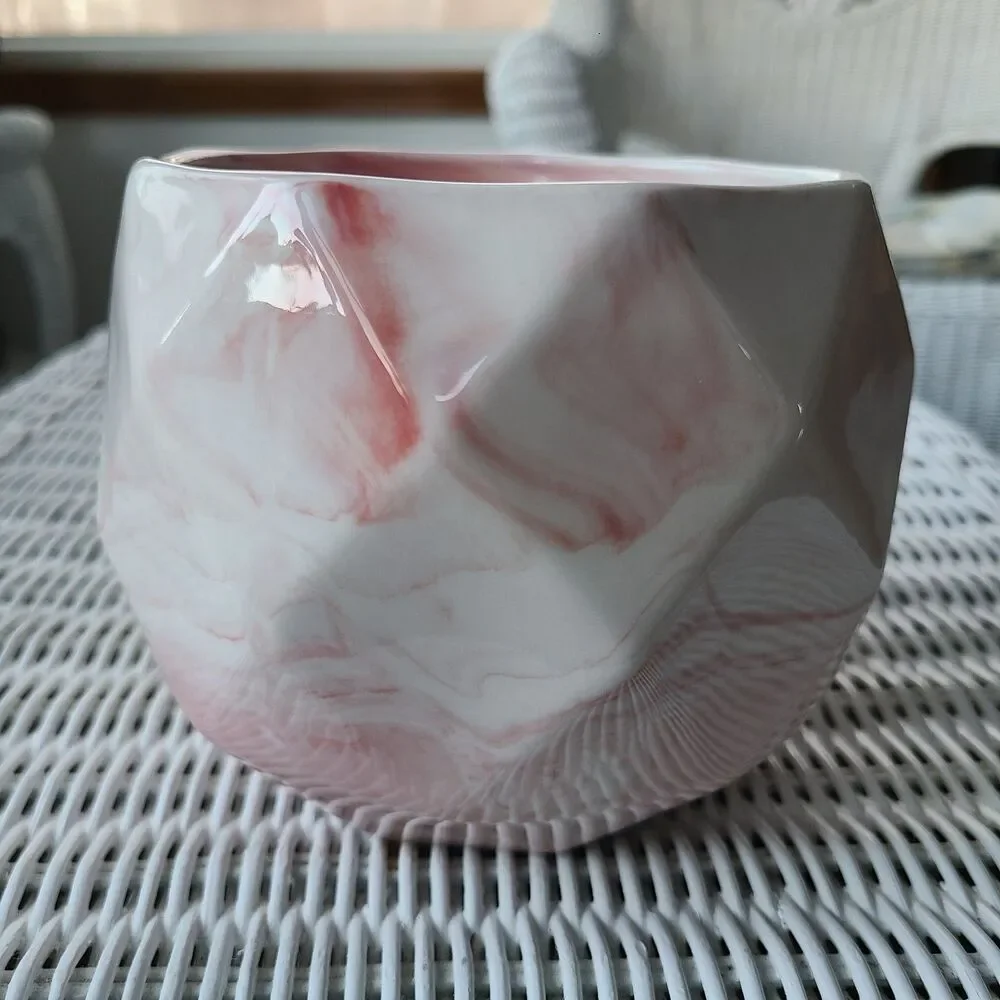 Marble Look Designer Ceramic Planter Vase Floral Foliage Pot Valentine's Day